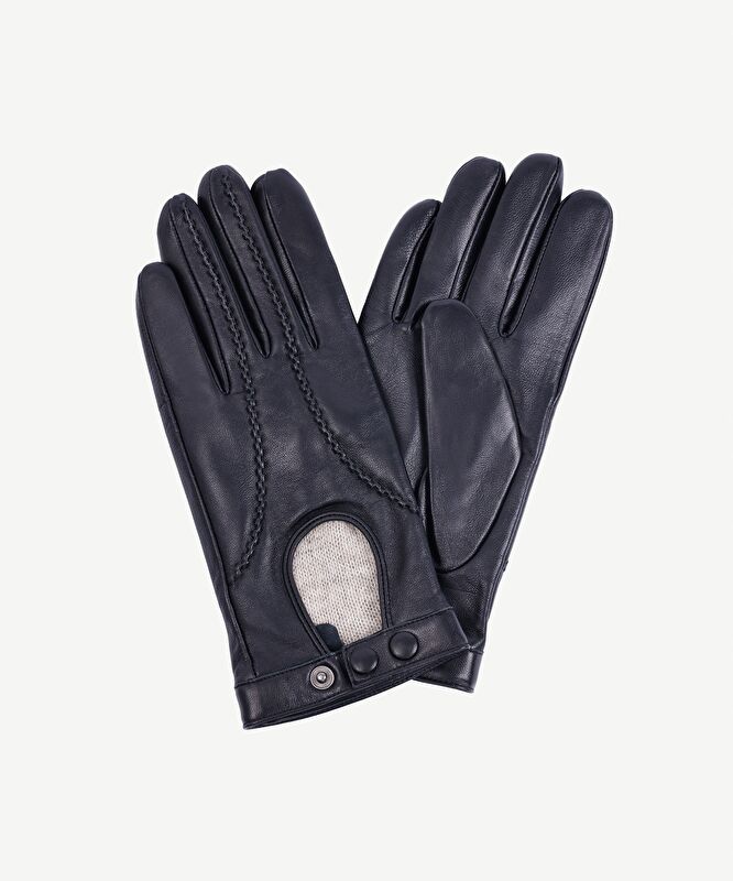 Örgü Saraç Detaylı Deri Eldiven