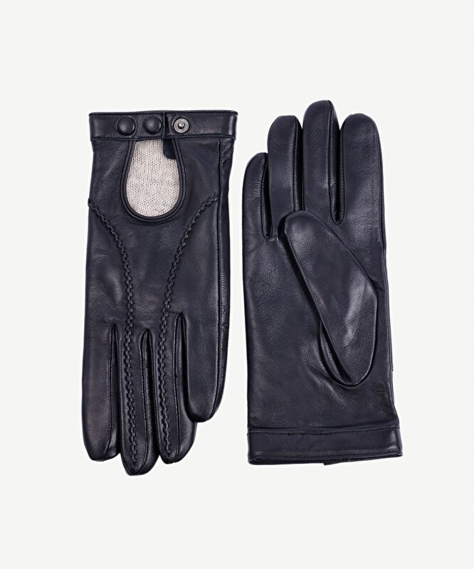 Örgü Saraç Detaylı Deri Eldiven