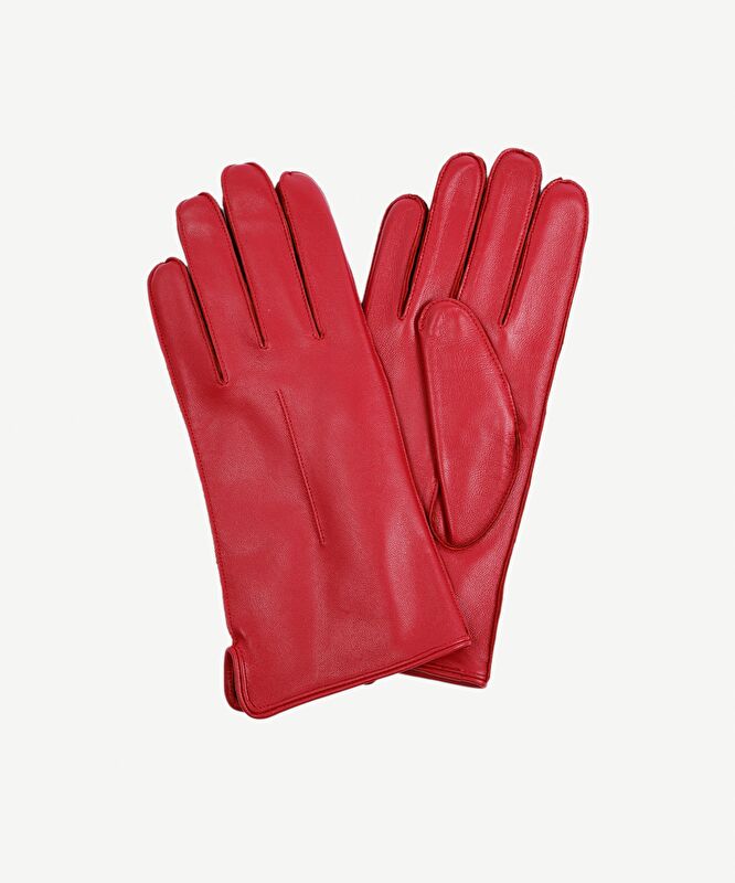 Düz Renk Deri Eldiven