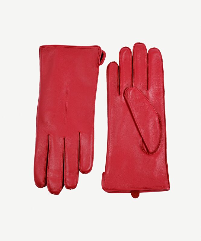 Düz Renk Deri Eldiven