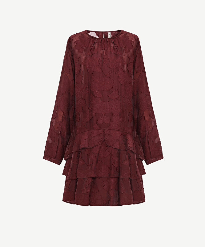 Düz Bisiklet Yaka Uzun Kol Elbise