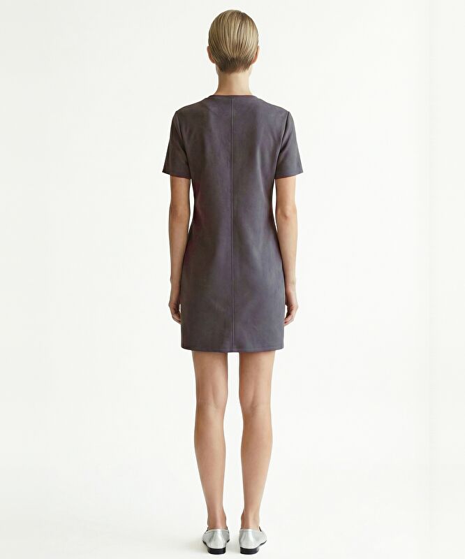 Düz Bisiklet Yaka Kısa Kol Elbise