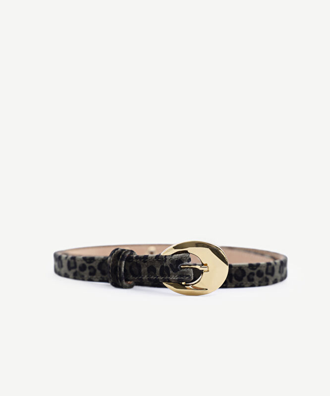 Toka Detaylı Leopar Kumaşlı Kemer