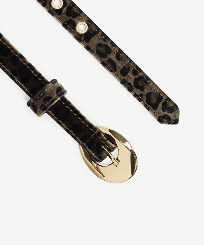 Toka Detaylı Leopar Kumaşlı Kemer