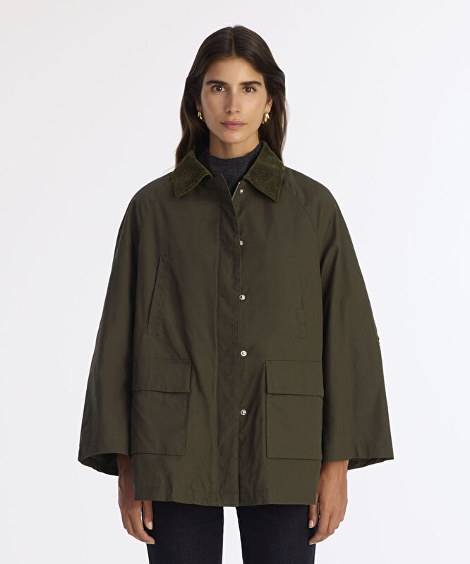 Geniş Gömlek Yaka Uzun Kol Mont