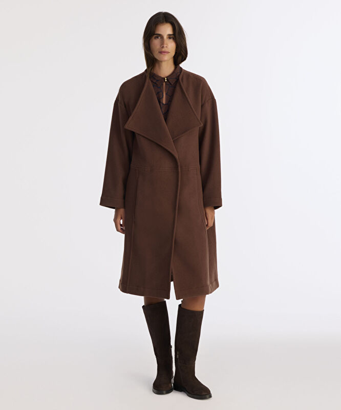 Geniş Şal Yaka Uzun Kol Palto