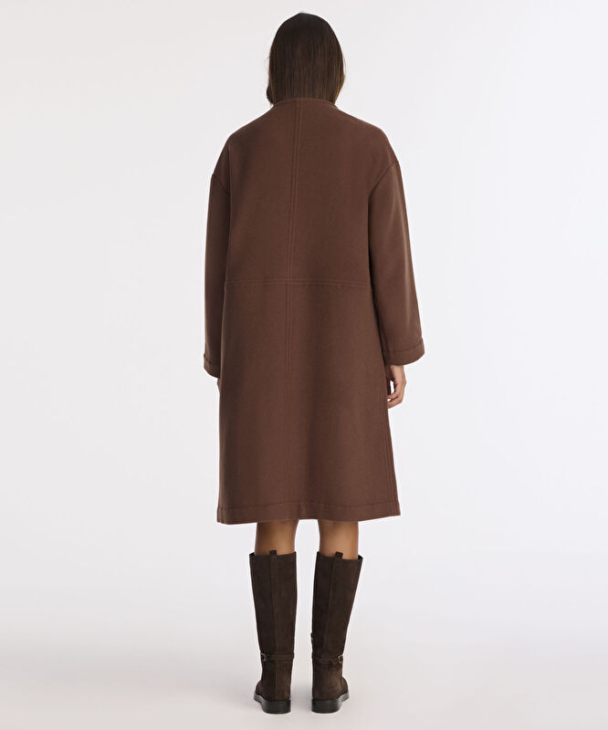 Geniş Şal Yaka Uzun Kol Palto
