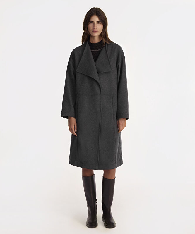 Geniş Şal Yaka Uzun Kol Palto