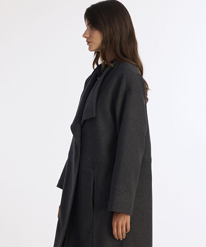 Geniş Şal Yaka Uzun Kol Palto