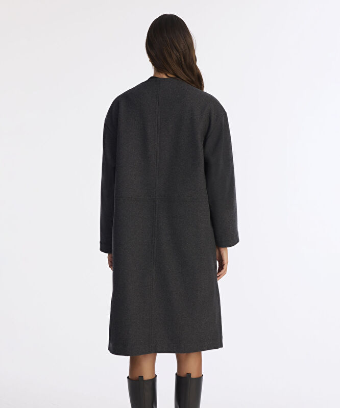 Geniş Şal Yaka Uzun Kol Palto