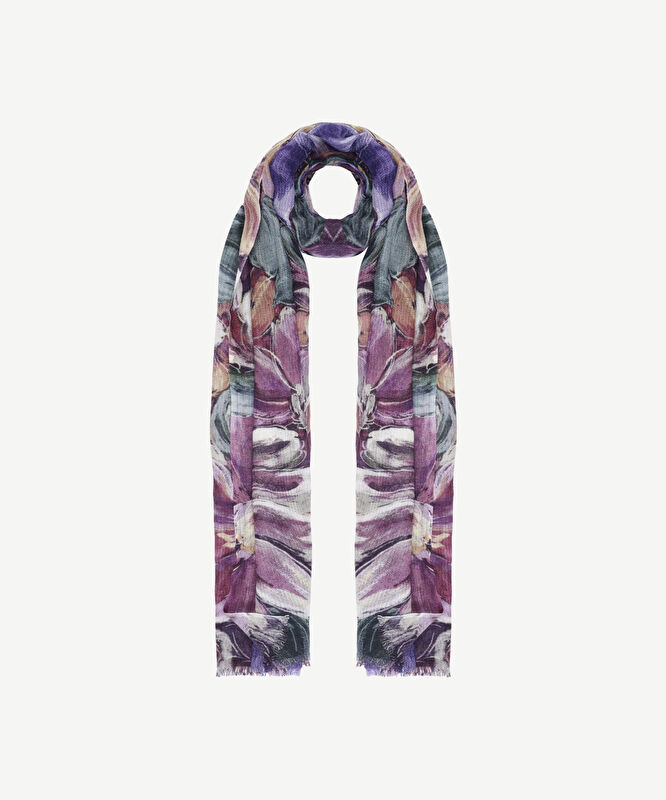 Çiçek Desenli Yün Şal