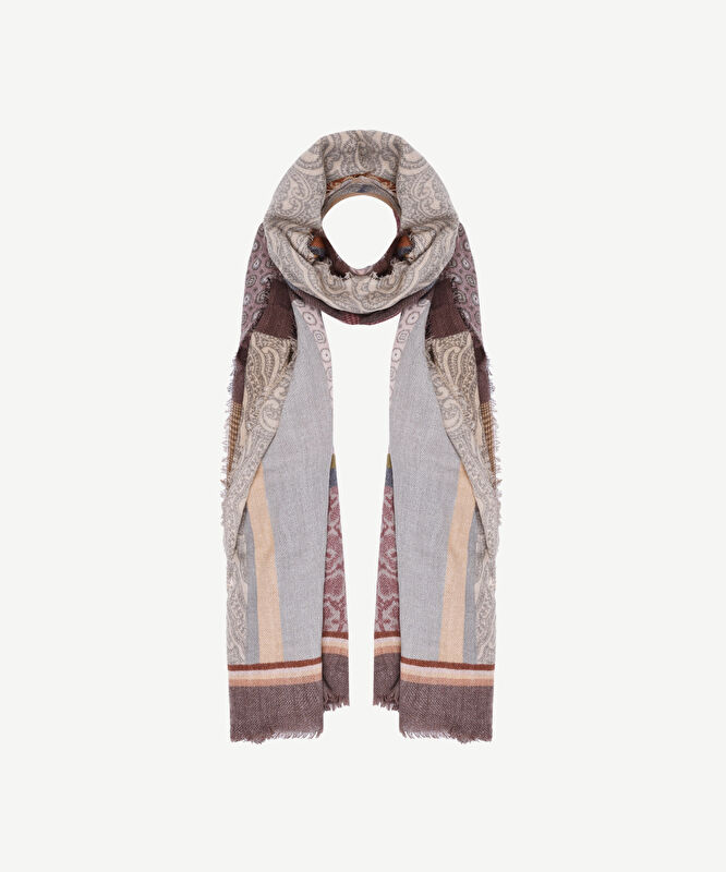 Etnik Desenli Yün Şal