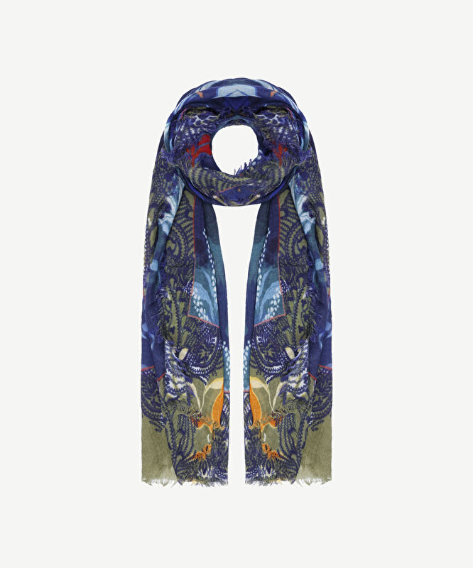 Çiçek Desenli Yün Şal