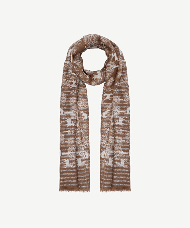 Geyik Desenli Yün Şal