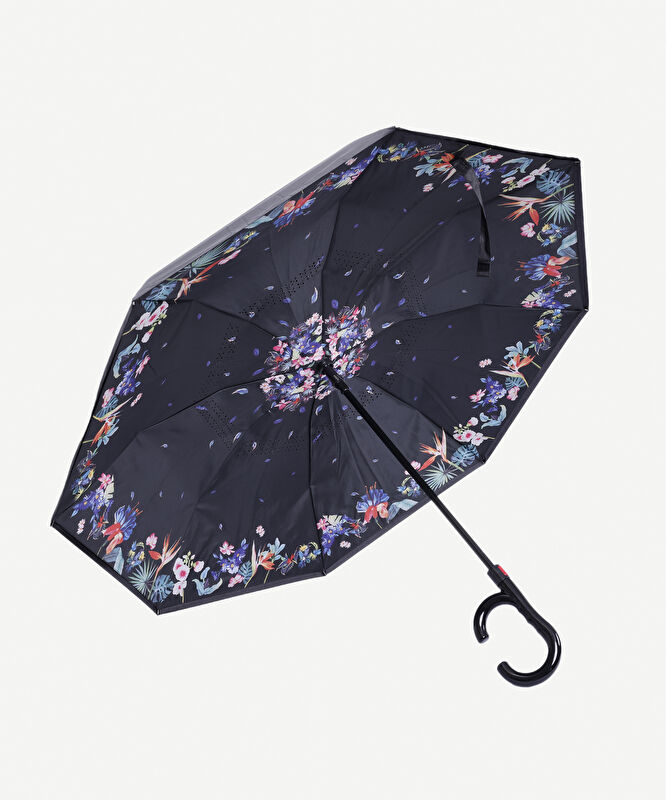 Çiçek Desenli Ters Formlu Şemsiye