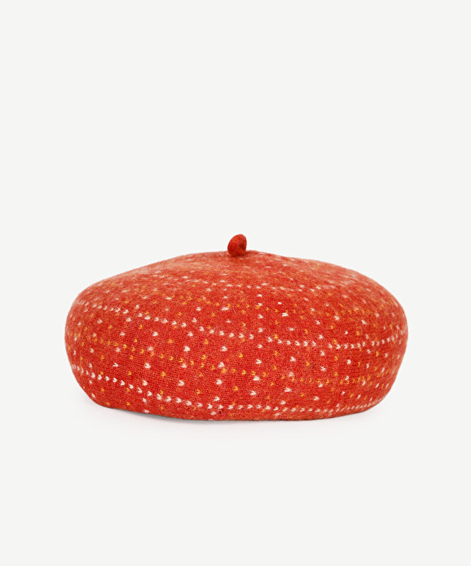 Yün Karışımlı Desenli Vinatge Şapka