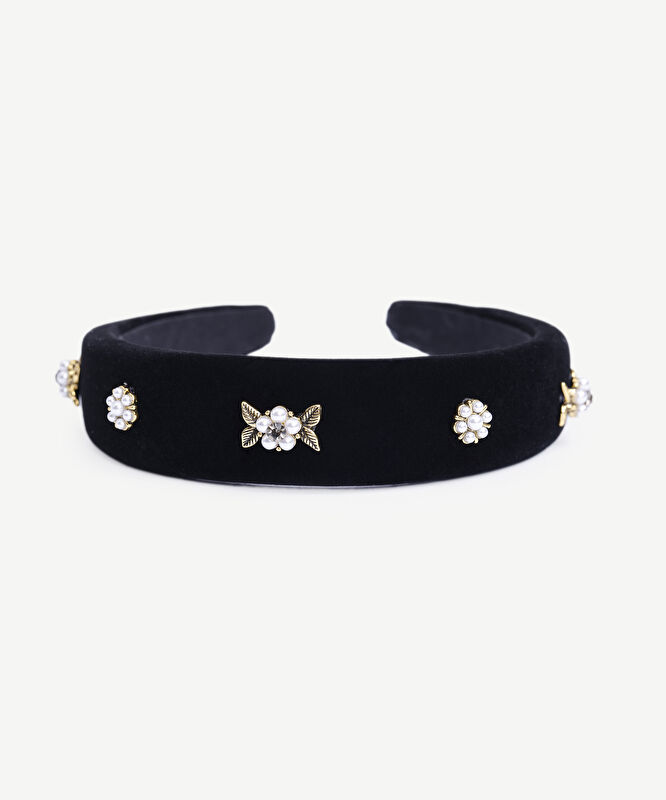 Cam Taş Detaylı Kadife Taç