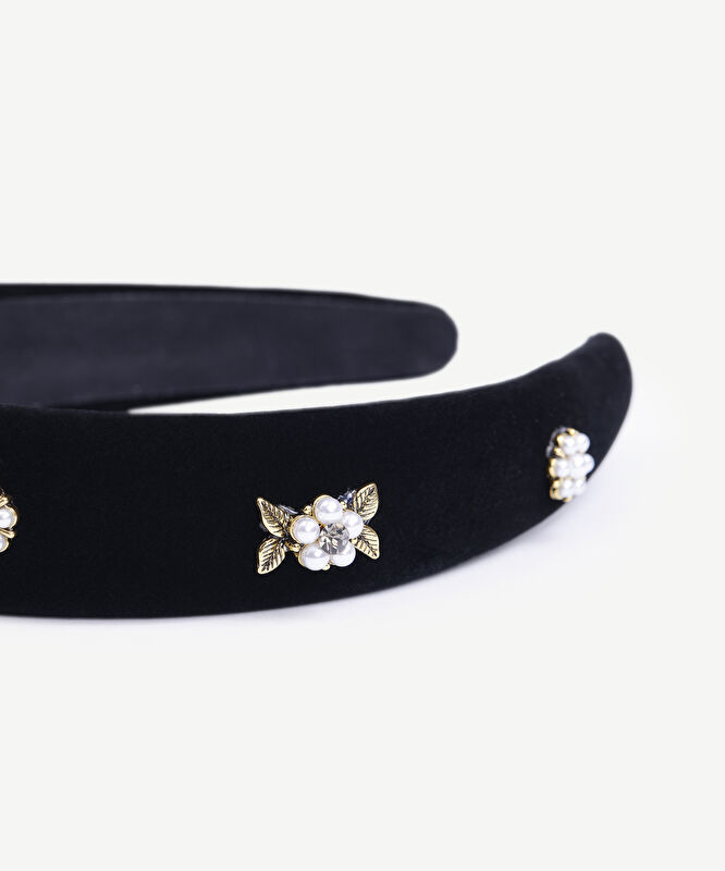 Cam Taş Detaylı Kadife Taç