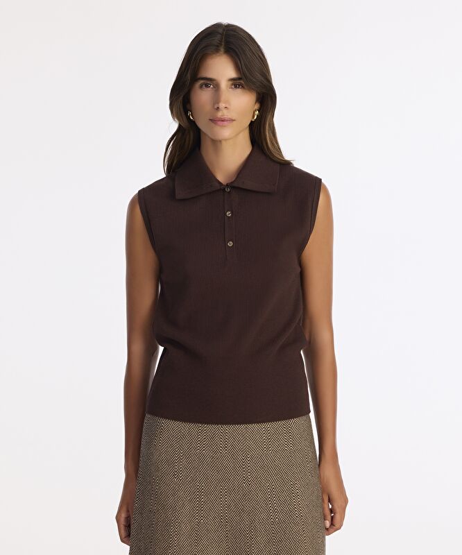 Regular Yarım Balıkçı Yaka Kolsuz Kazak