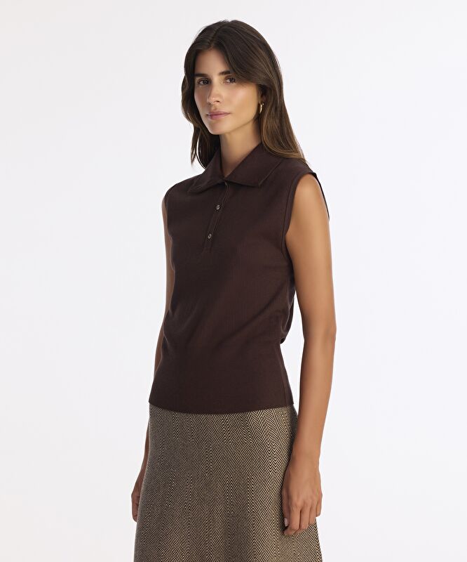 Regular Yarım Balıkçı Yaka Kolsuz Kazak