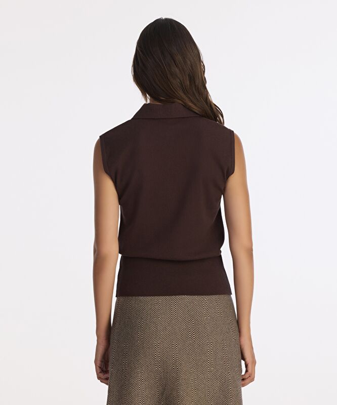 Regular Yarım Balıkçı Yaka Kolsuz Kazak