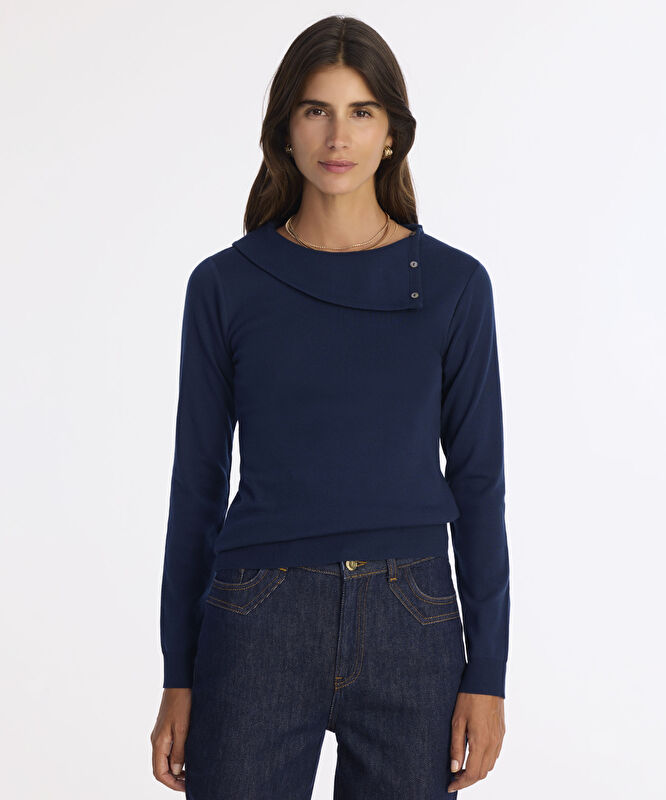 Regular Kayık Yaka Uzun Kol Kazak