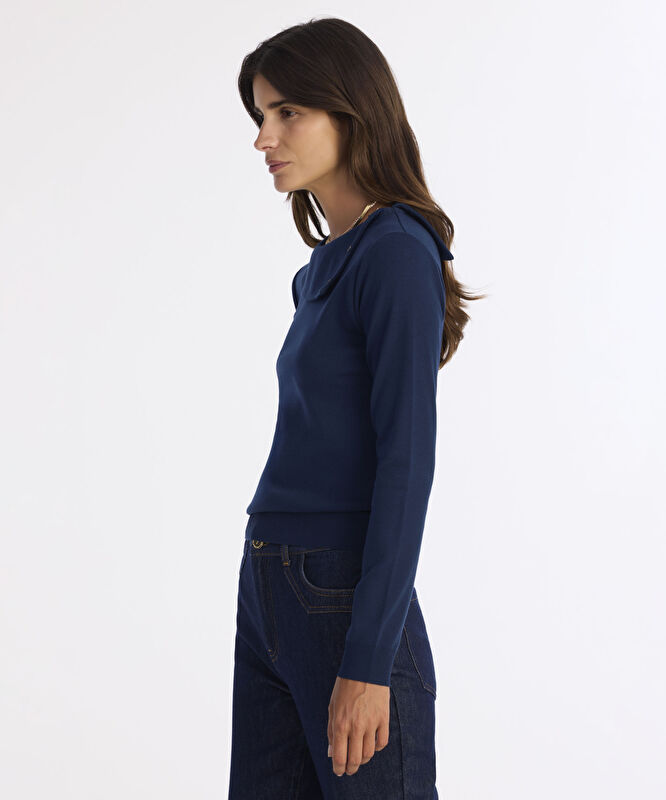 Regular Kayık Yaka Uzun Kol Kazak