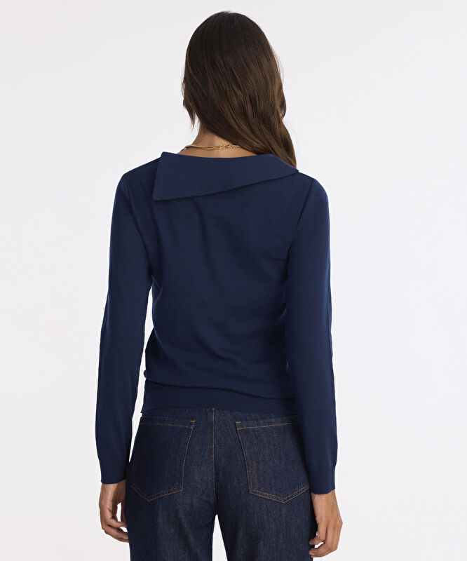 Regular Kayık Yaka Uzun Kol Kazak