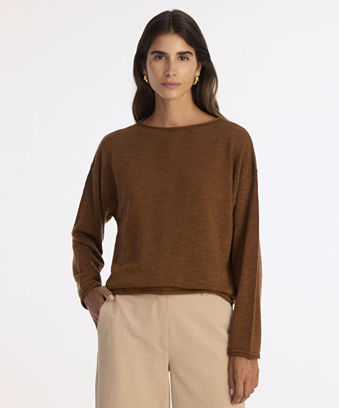 Geniş Yarım Balıkçı Yaka Uzun Kol Kazak