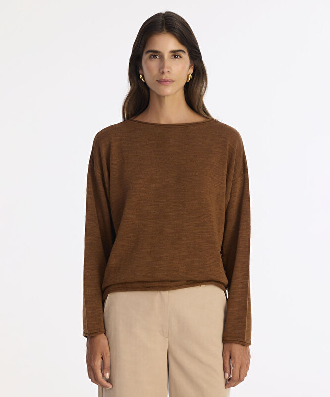 Geniş Yarım Balıkçı Yaka Uzun Kol Kazak