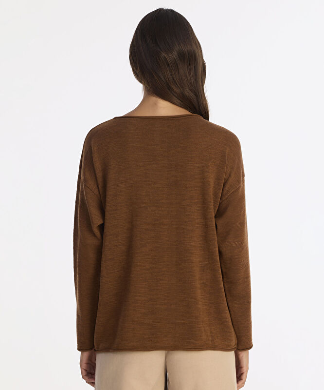 Geniş Yarım Balıkçı Yaka Uzun Kol Kazak