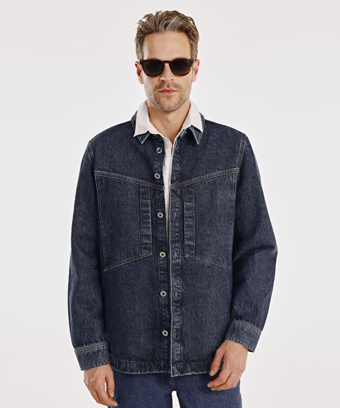 Dikiş Detaylı Denim Ceket