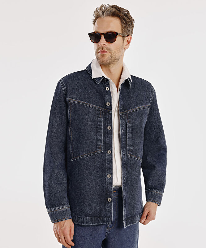 Dikiş Detaylı Denim Ceket