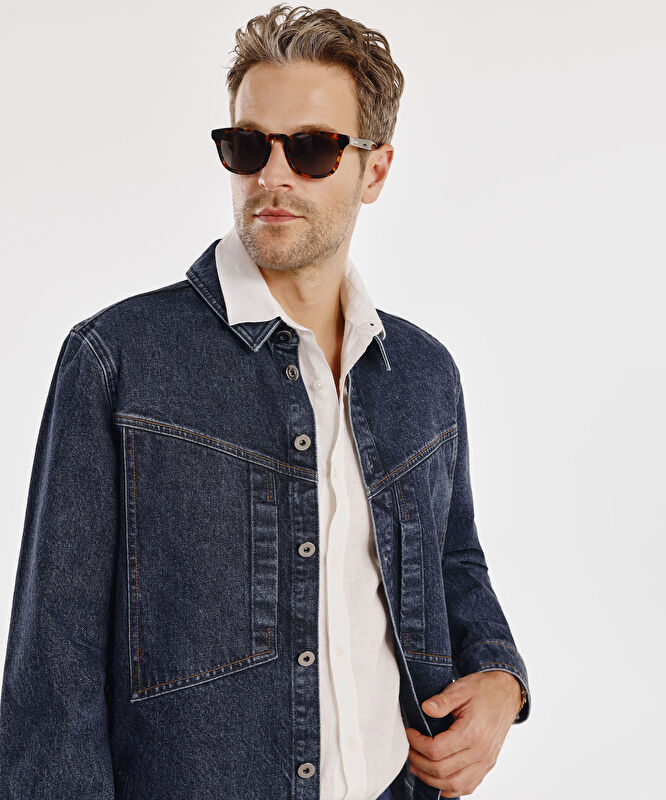 Dikiş Detaylı Denim Ceket