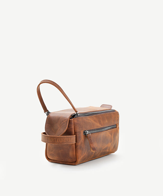 Çift Fermuar Detaylı Tıraş Çantası