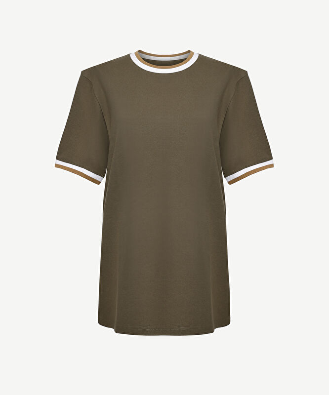 Ribana Detaylı Erkek Bisiklet Yaka T-shirt