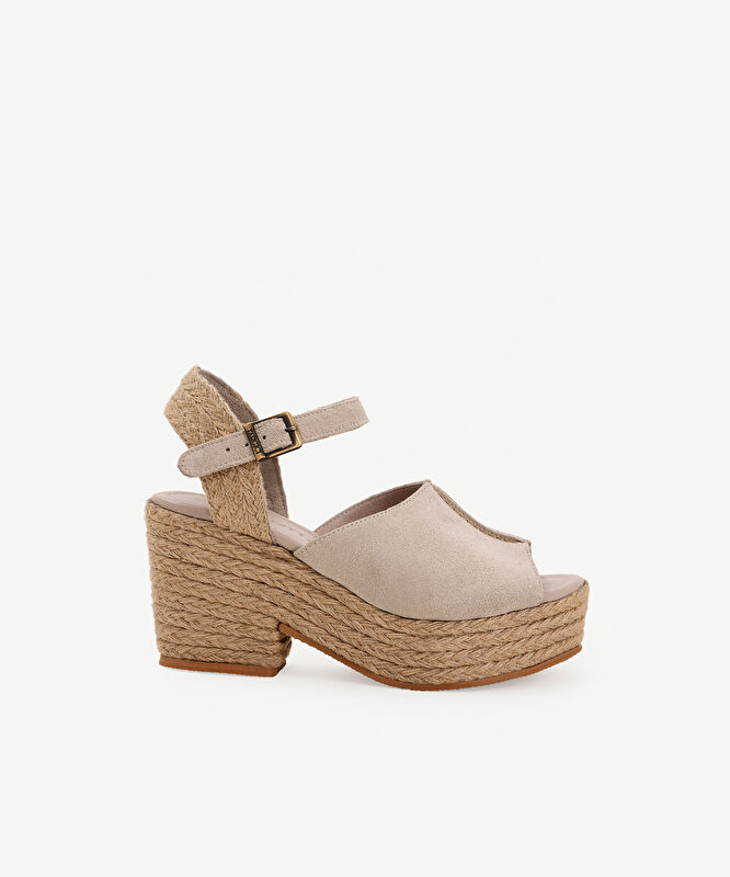 Hasır Toka Detaylı Yüksek Deri Espadril