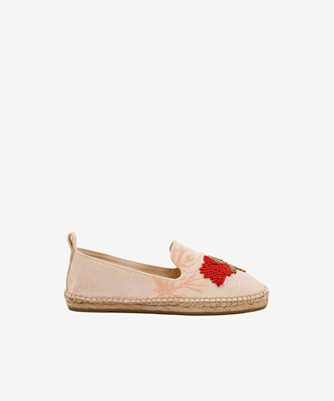 Işleme Detaylı Düz Taban Espadril