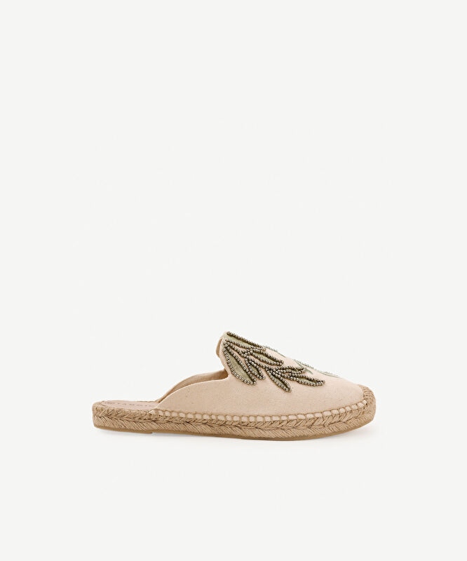 Yaprak Desenli Espadril Terlik