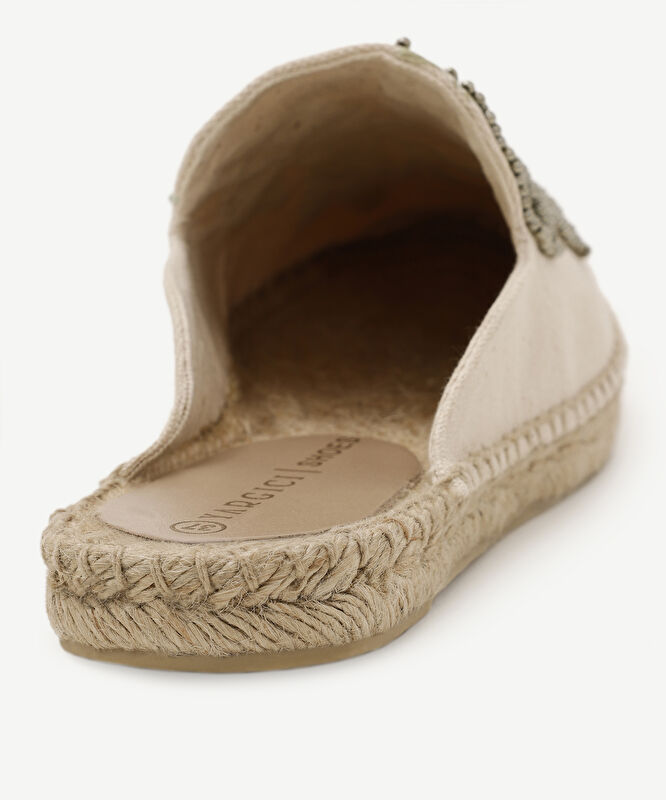 Yaprak Desenli Espadril Terlik
