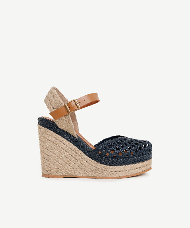Deri Örgü Yüksek Taban Espadril