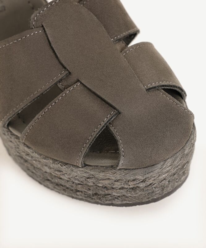 Yüksek Tabanlı Deri Espadril