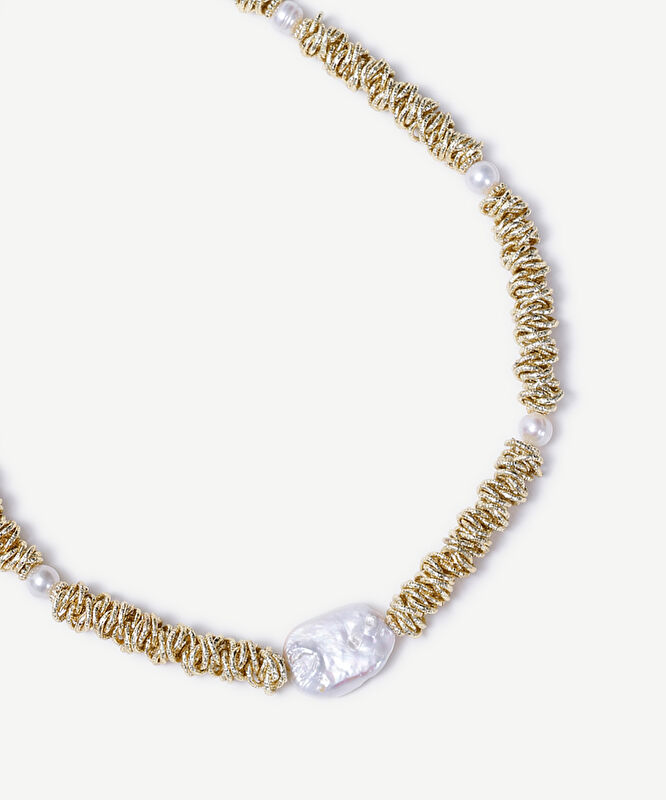 İnci Detaylı Gold Kolye