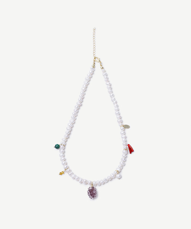 Meyve Charm Detaylı İnci Kolye