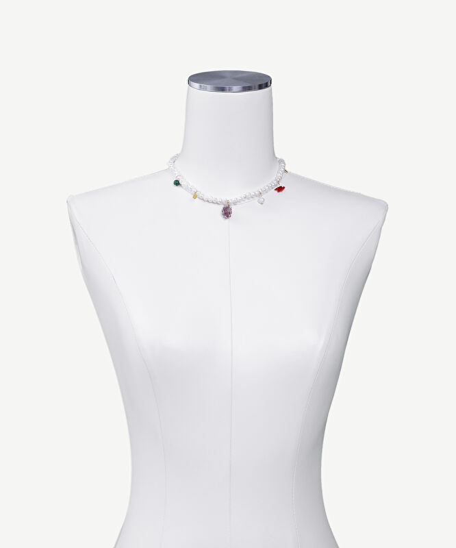 Meyve Charm Detaylı İnci Kolye