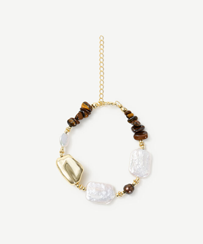 Doğal Taş Ve İnci Detaylı Bileklik