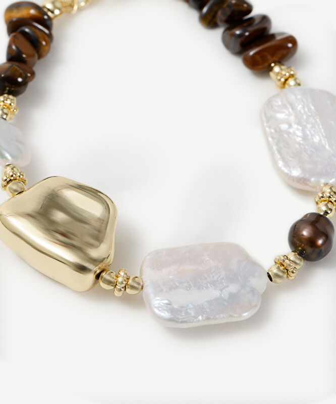 Doğal Taş Ve İnci Detaylı Bileklik