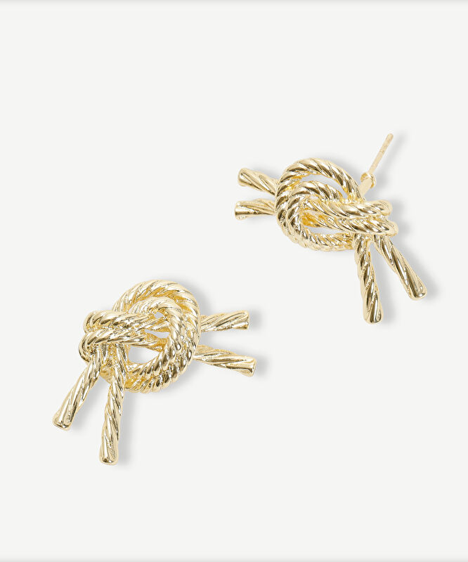 Düğüm Detaylı Gold Küpe