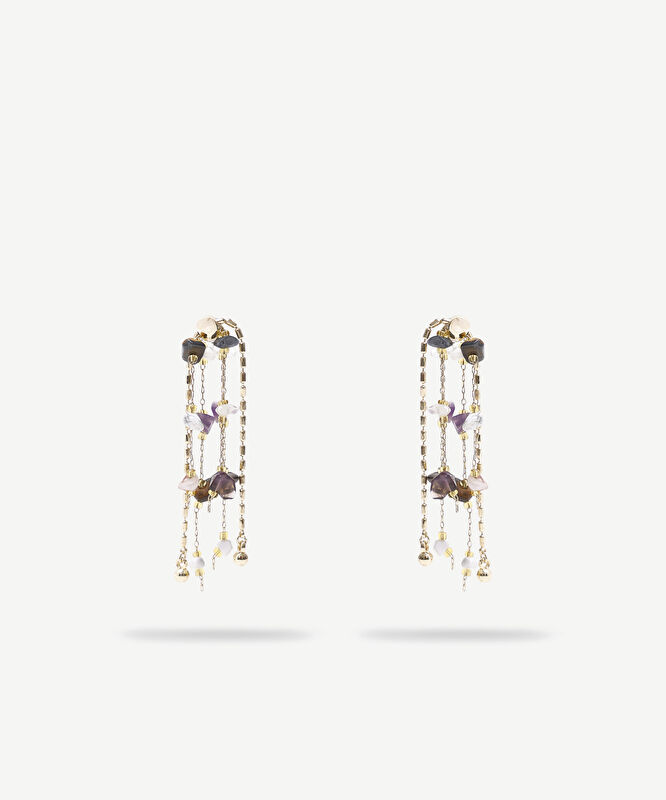 Doğal Taş Detaylı Sallantılı Küpe