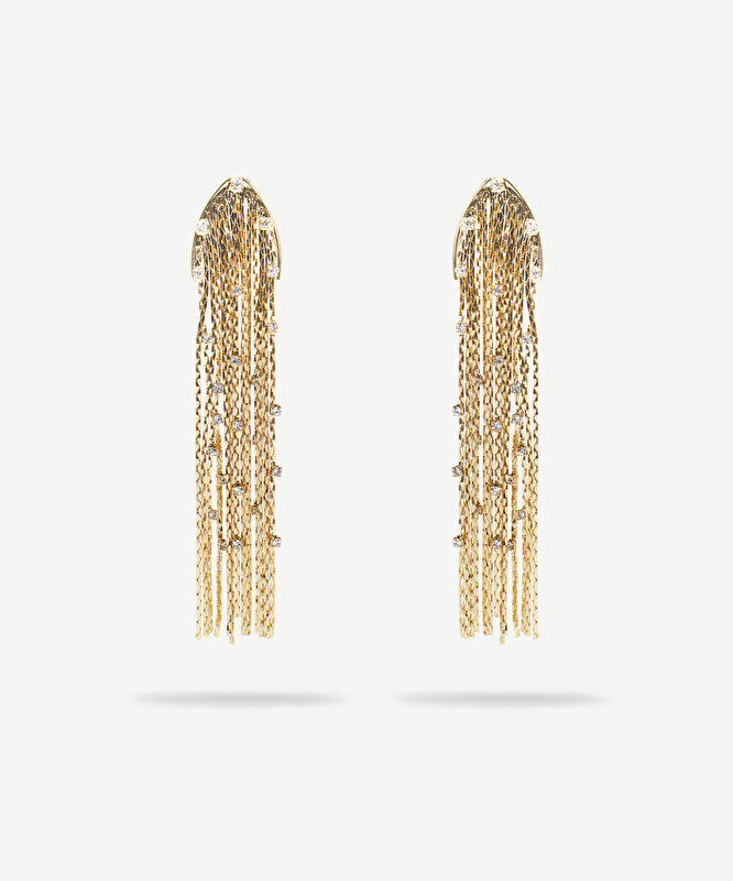 Sallantılı Gold Küpe